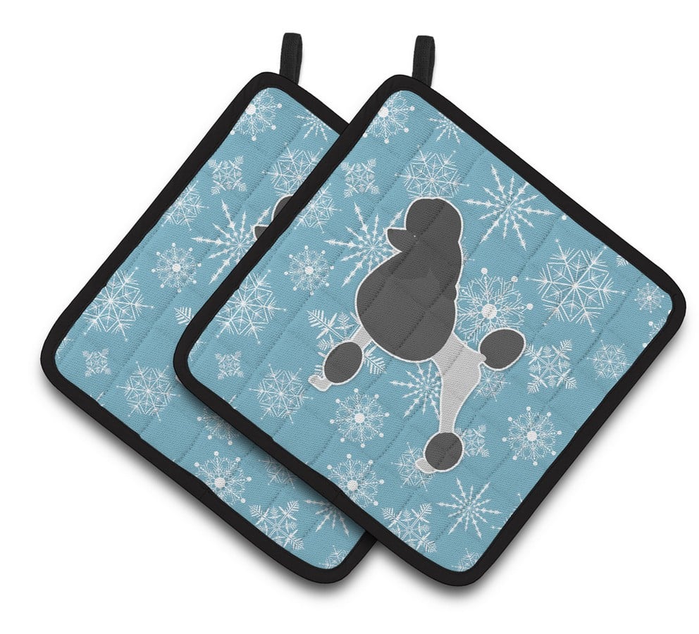 Picture of Carolines Treasures BB3539PTHD Winter Snowflake Poodle Pair of Pot Holders