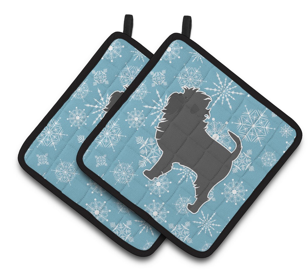 Picture of Carolines Treasures BB3548PTHD Winter Snowflake Affenpinscher Pair of Pot Holders