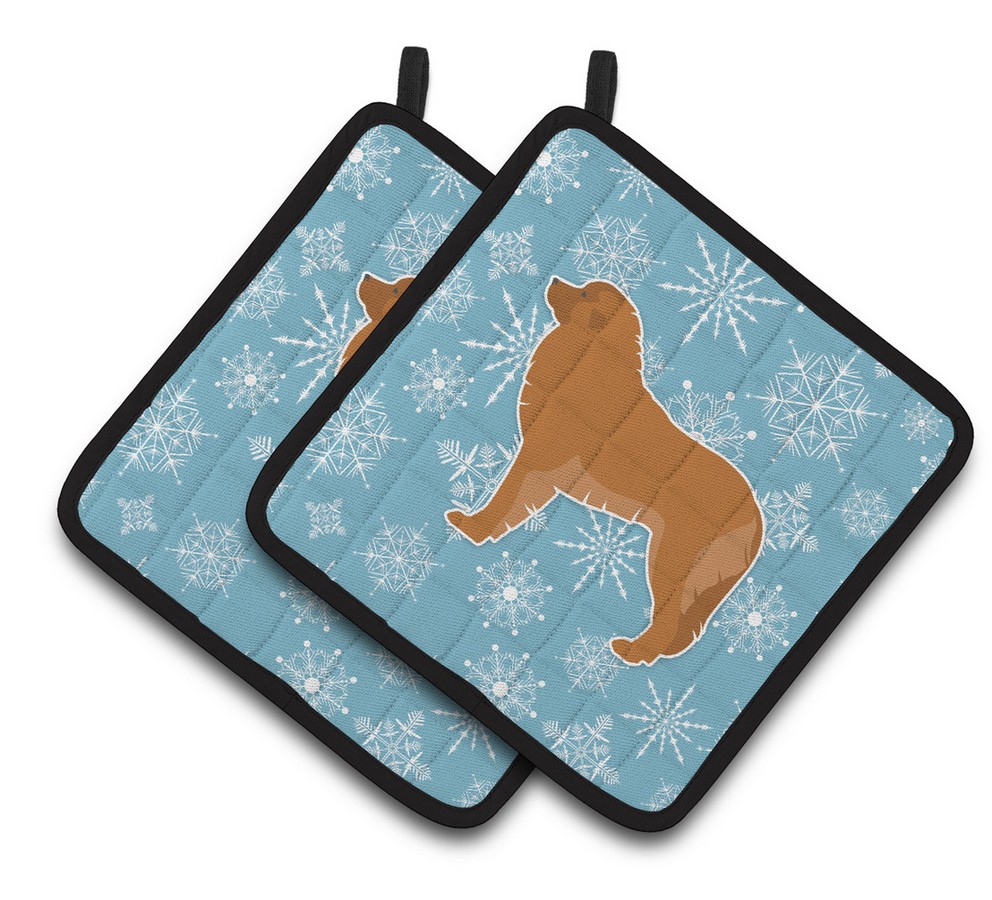 Picture of Carolines Treasures BB3558PTHD Winter Snowflake Leonberger Pair of Pot Holders