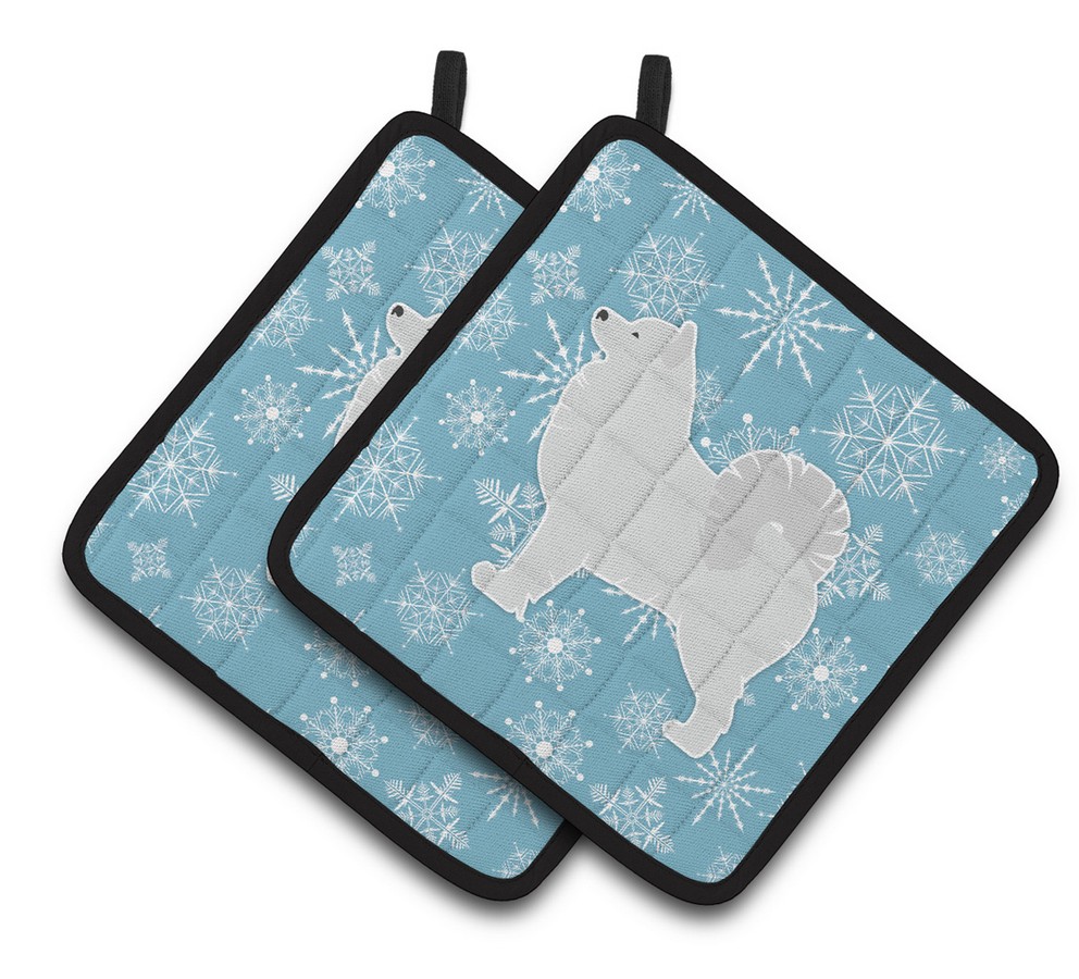 Picture of Carolines Treasures BB3559PTHD Winter Snowflake Samoyed Pair of Pot Holders