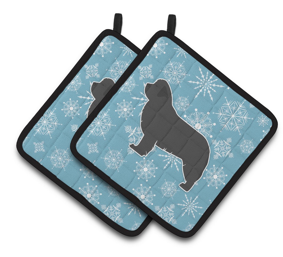 Picture of Carolines Treasures BB3564PTHD Winter Snowflake Newfoundland Pair of Pot Holders