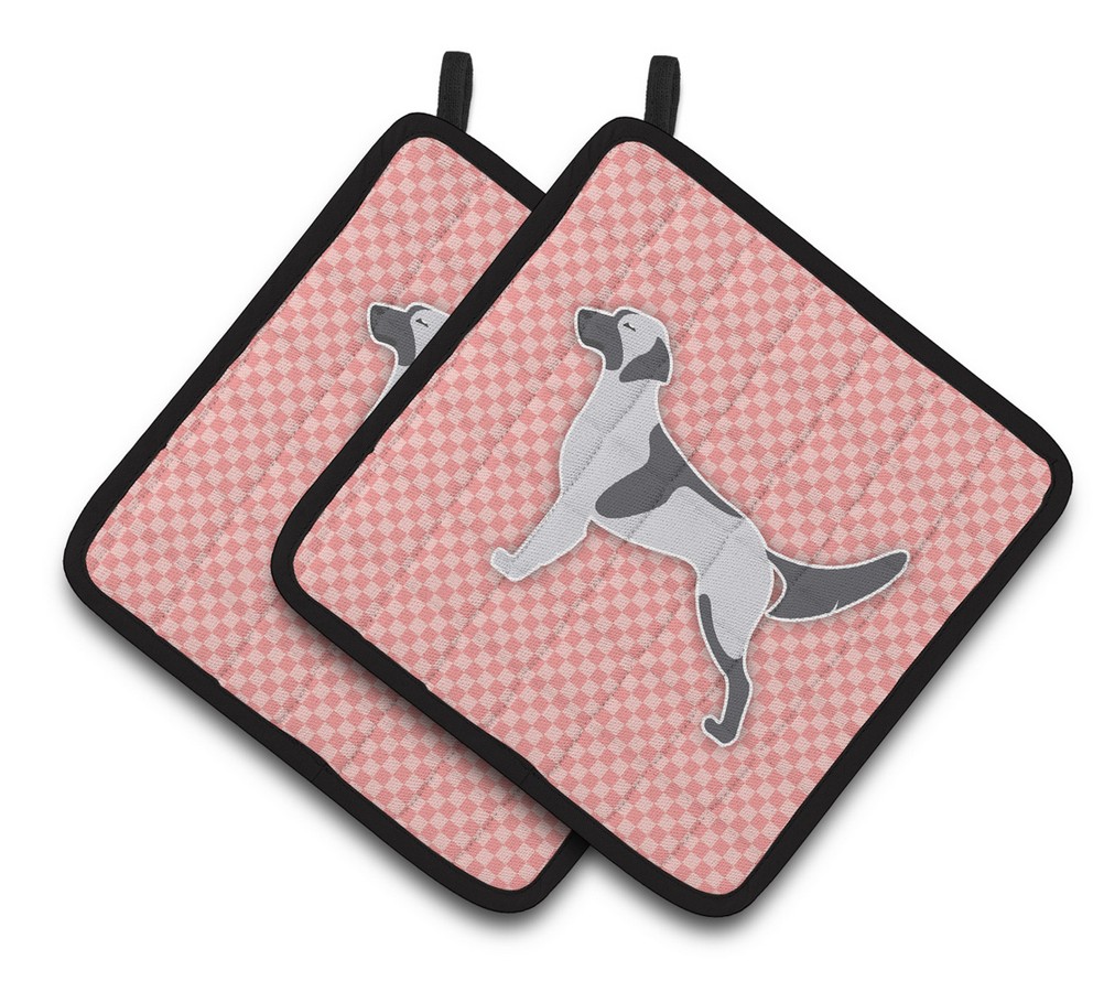 Picture of Carolines Treasures BB3581PTHD English Setter Checkerboard Pink Pair of Pot Holders