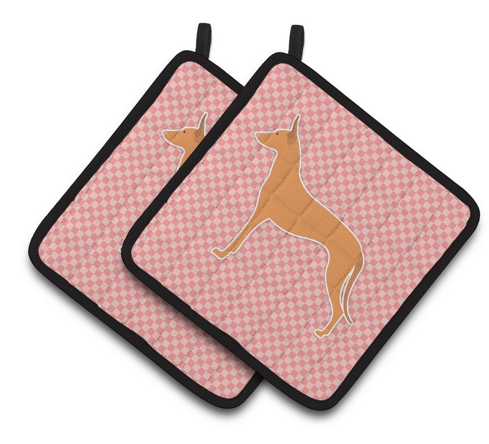 Picture of Carolines Treasures BB3588PTHD Pharaoh Hound Checkerboard Pink Pair of Pot Holders