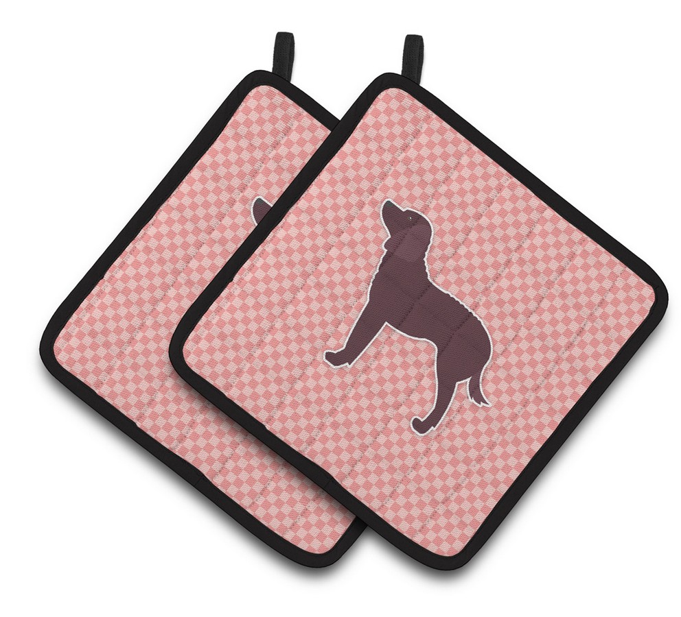 Picture of Carolines Treasures BB3601PTHD American Water Spaniel Checkerboard Pink Pair of Pot Holders
