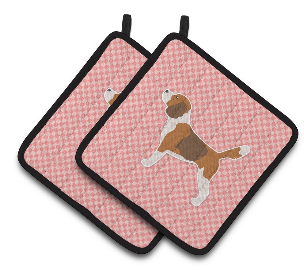 Picture of Carolines Treasures BB3610PTHD Beagle Checkerboard Pink Pair of Pot Holders