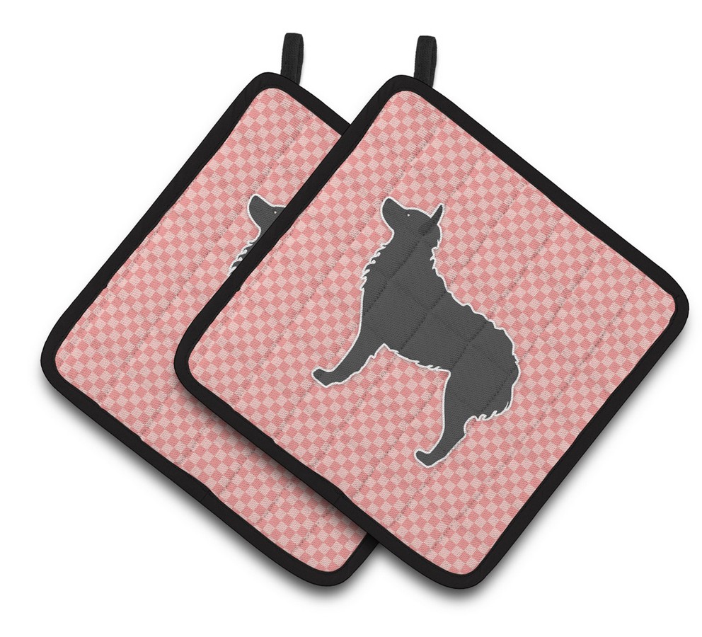 Picture of Carolines Treasures BB3621PTHD Croatian Sheepdog Checkerboard Pink Pair of Pot Holders