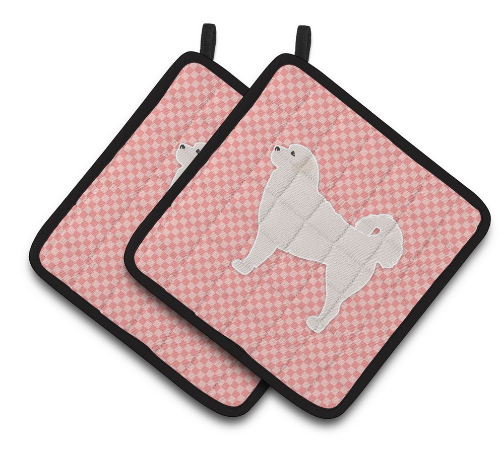 Picture of Carolines Treasures BB3627PTHD Polish Tatra Sheepdog Checkerboard Pink Pair of Pot Holders