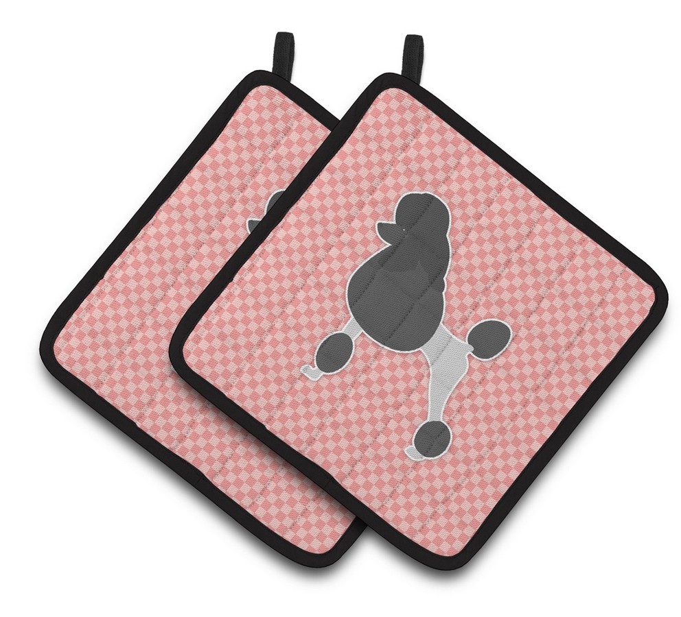 Picture of Carolines Treasures BB3639PTHD Poodle Checkerboard Pink Pair of Pot Holders