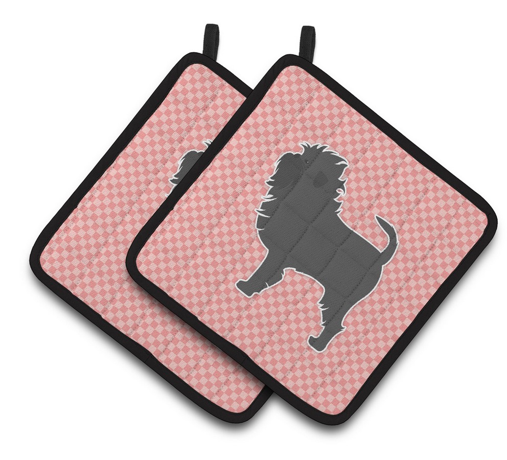 Picture of Carolines Treasures BB3648PTHD Affenpinscher Checkerboard Pink Pair of Pot Holders