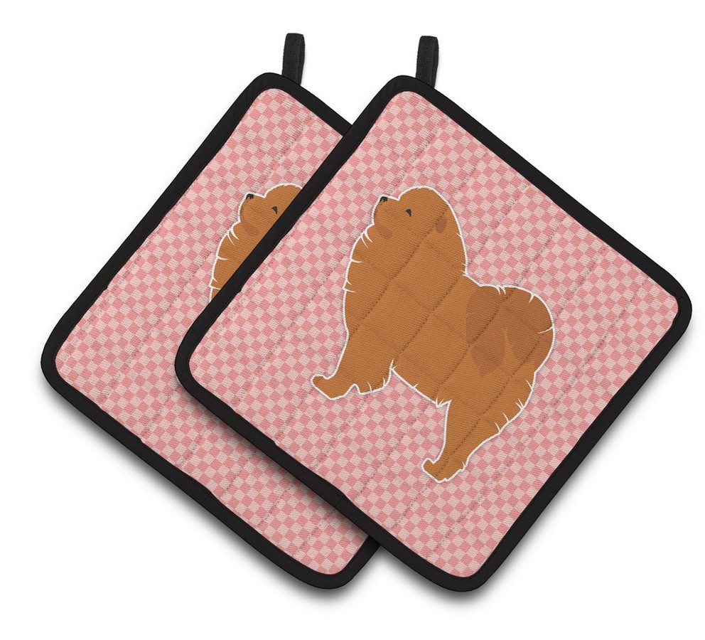 Picture of Carolines Treasures BB3651PTHD Chow Chow Checkerboard Pink Pair of Pot Holders