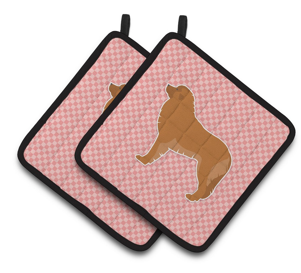 Picture of Carolines Treasures BB3658PTHD Leonberger Checkerboard Pink Pair of Pot Holders