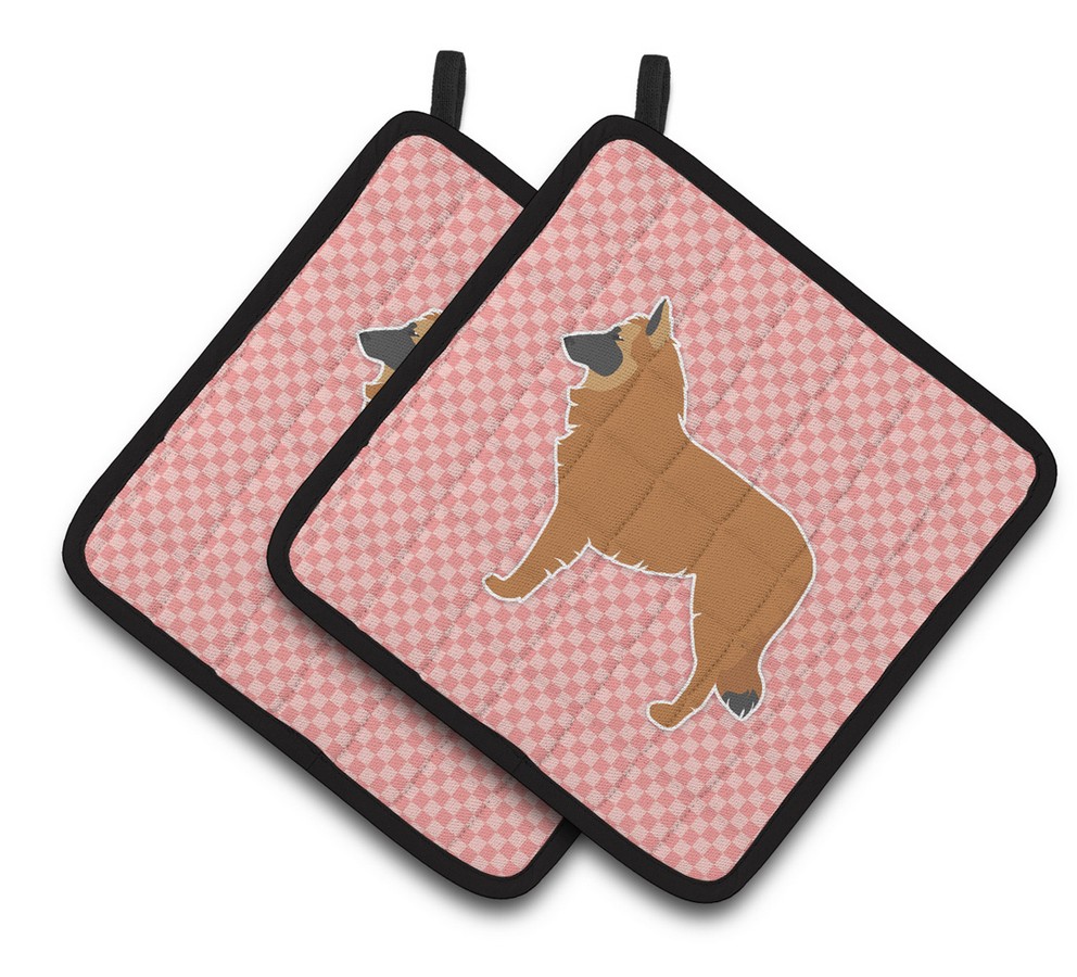 Picture of Carolines Treasures BB3661PTHD Belgian Shepherd Checkerboard Pink Pair of Pot Holders