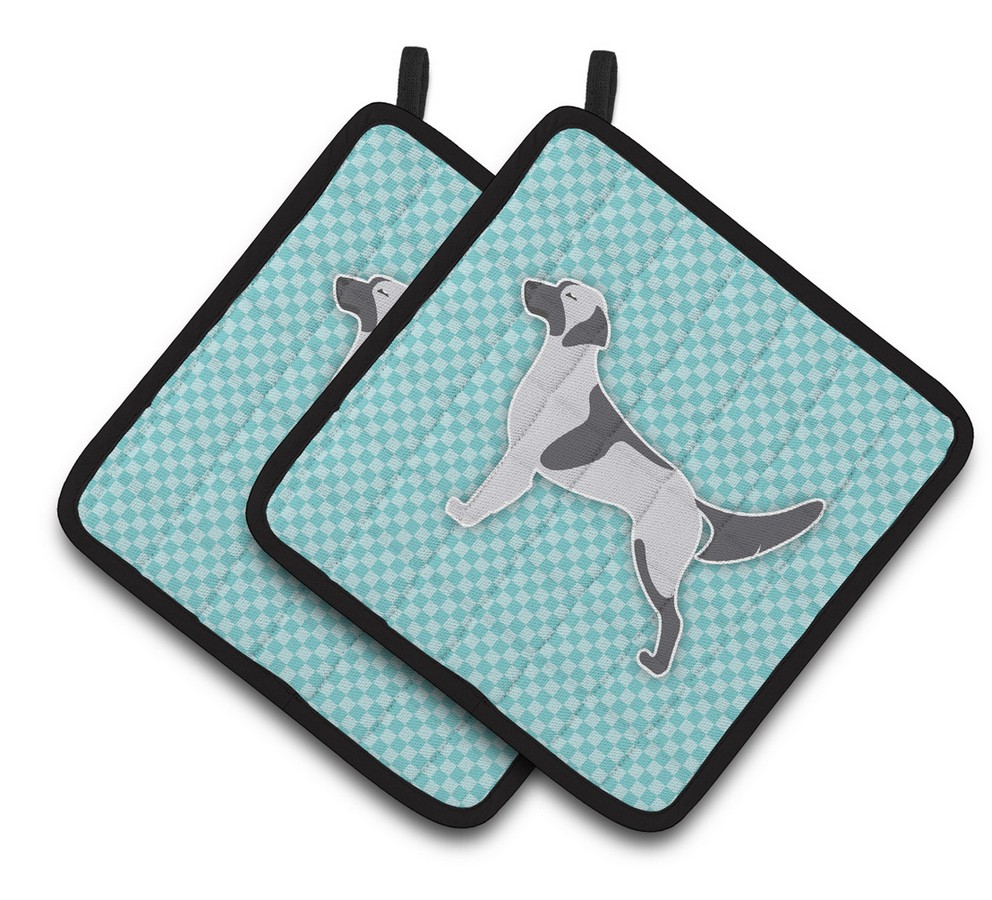 Picture of Carolines Treasures BB3681PTHD English Setter Checkerboard Blue Pair of Pot Holders