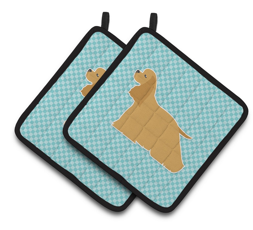 Picture of Carolines Treasures BB3686PTHD Cocker Spaniel Checkerboard Blue Pair of Pot Holders