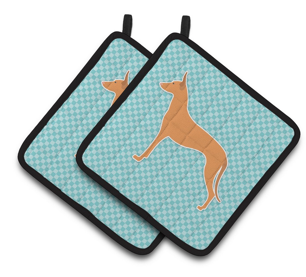 Picture of Carolines Treasures BB3688PTHD Pharaoh Hound Checkerboard Blue Pair of Pot Holders