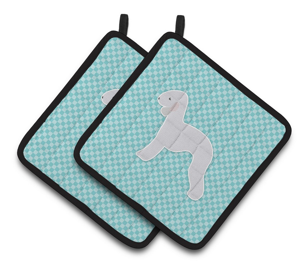 Picture of Carolines Treasures BB3694PTHD Bedlington Terrier Checkerboard Blue Pair of Pot Holders