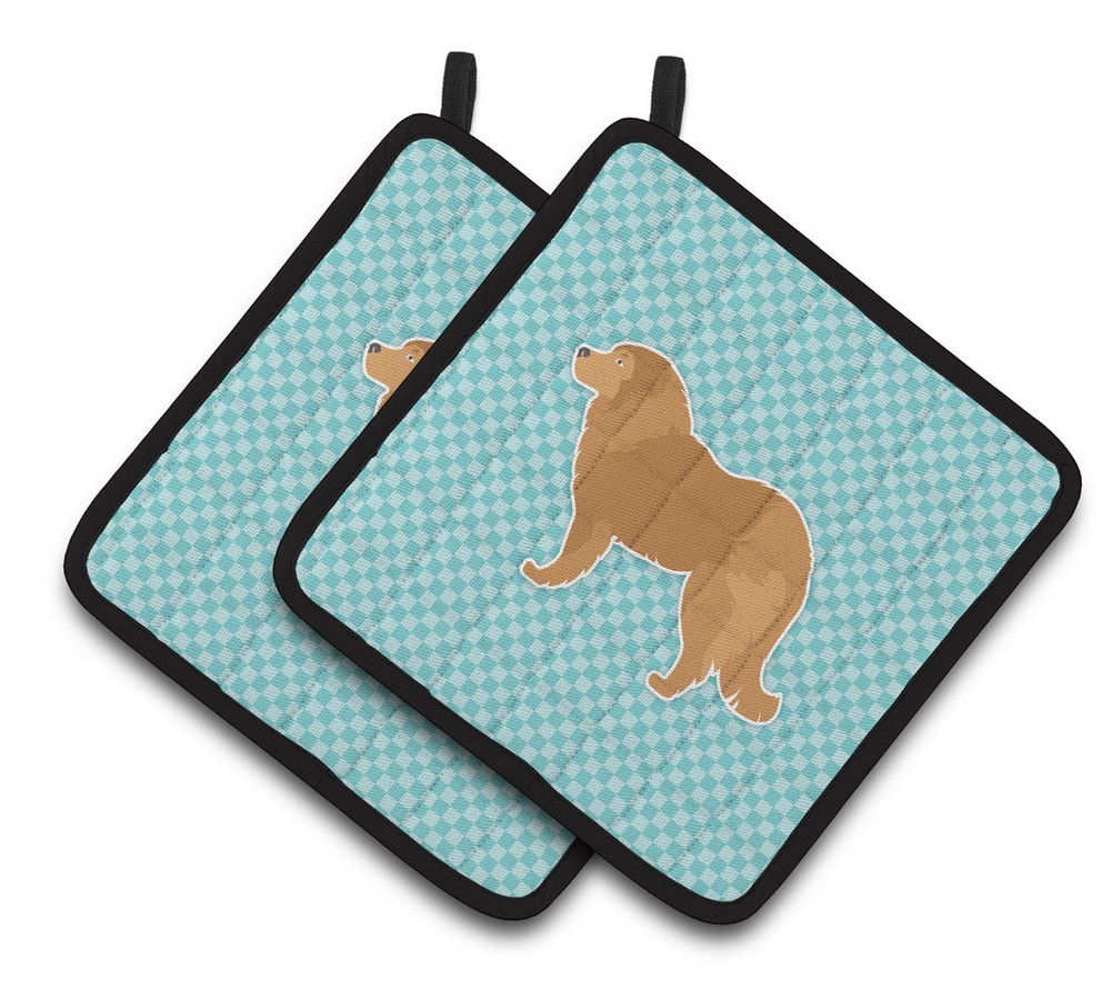 Picture of Carolines Treasures BB3725PTHD Caucasian Shepherd Dog Checkerboard Blue Pair of Pot Holders