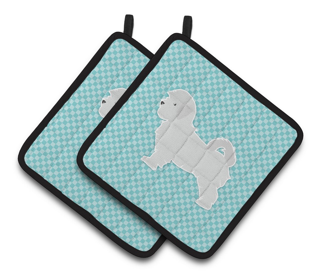 Picture of Carolines Treasures BB3736PTHD Maltese Checkerboard Blue Pair of Pot Holders