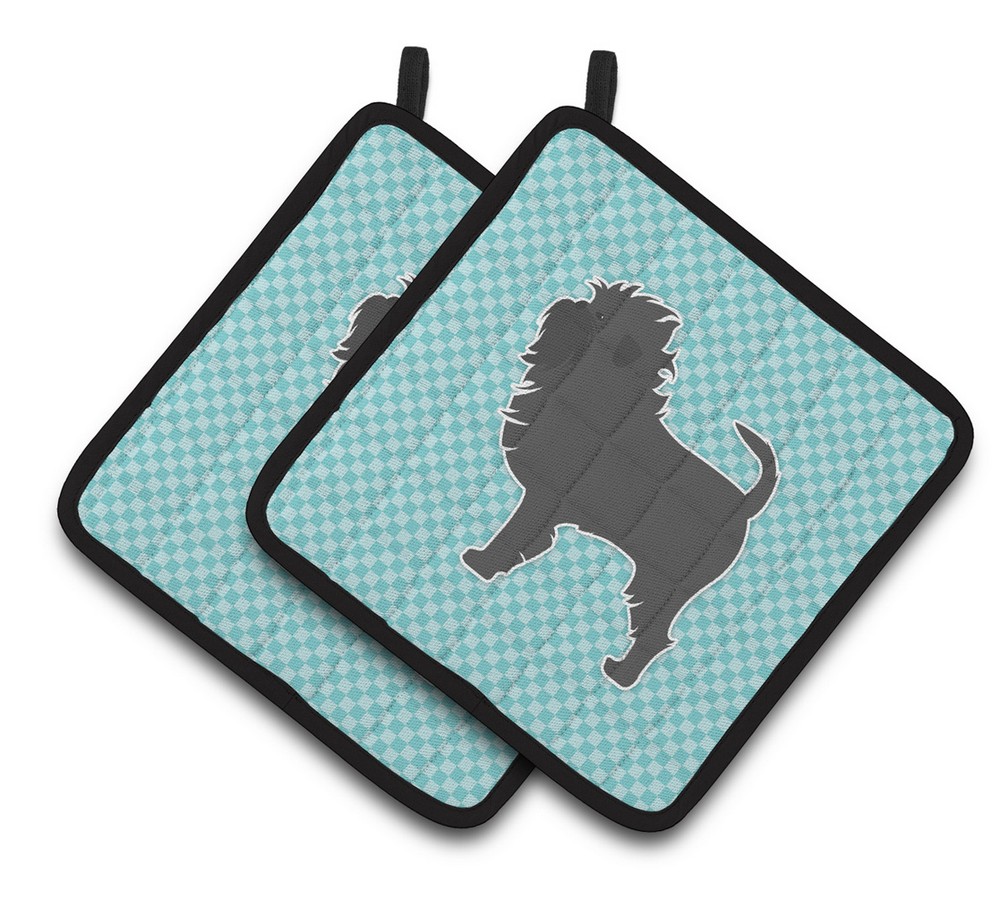 Picture of Carolines Treasures BB3748PTHD Affenpinscher Checkerboard Blue Pair of Pot Holders