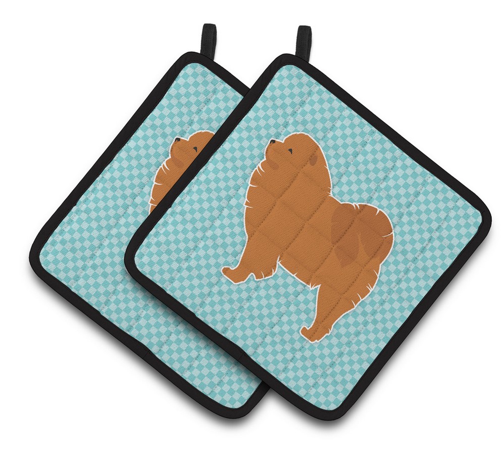 Picture of Carolines Treasures BB3751PTHD Chow Chow Checkerboard Blue Pair of Pot Holders