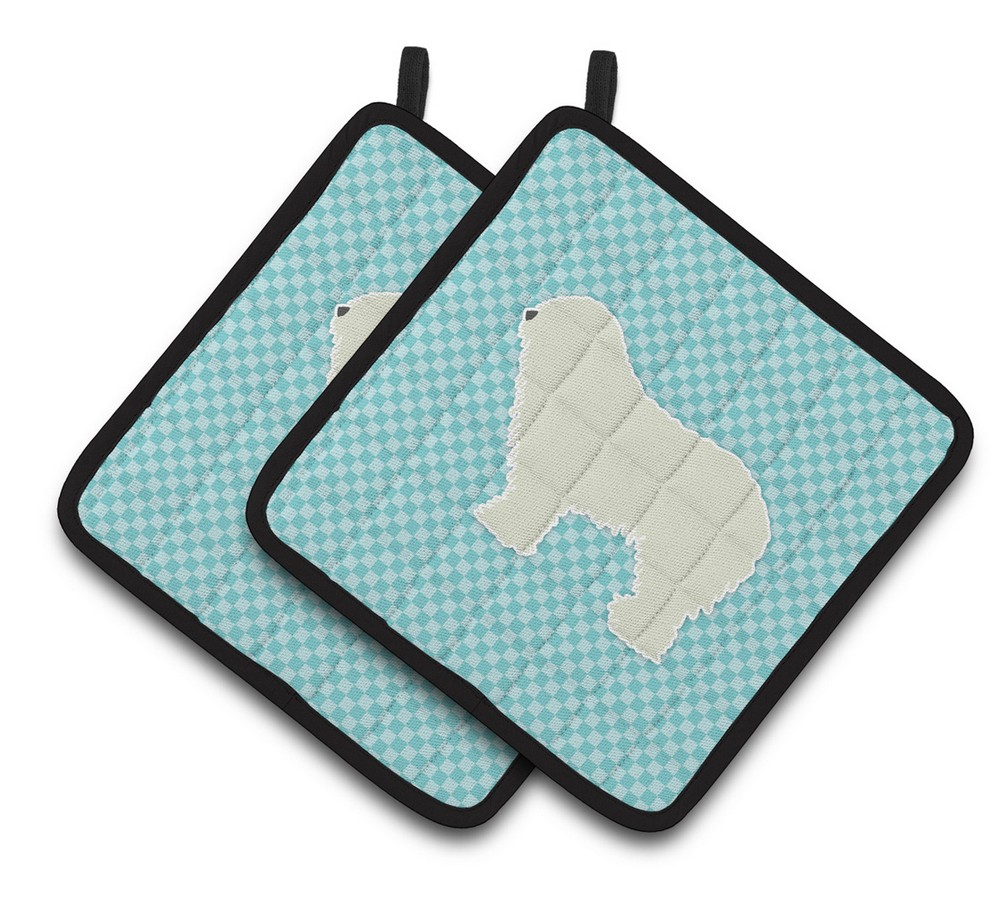 Picture of Carolines Treasures BB3755PTHD Komondor Checkerboard Blue Pair of Pot Holders