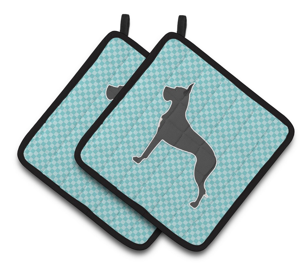 Picture of Carolines Treasures BB3775PTHD Great Dane Checkerboard Blue Pair of Pot Holders