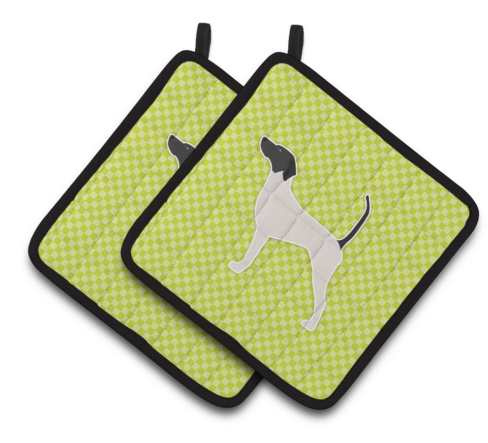Picture of Carolines Treasures BB3795PTHD English Pointer Checkerboard Green Pair of Pot Holders
