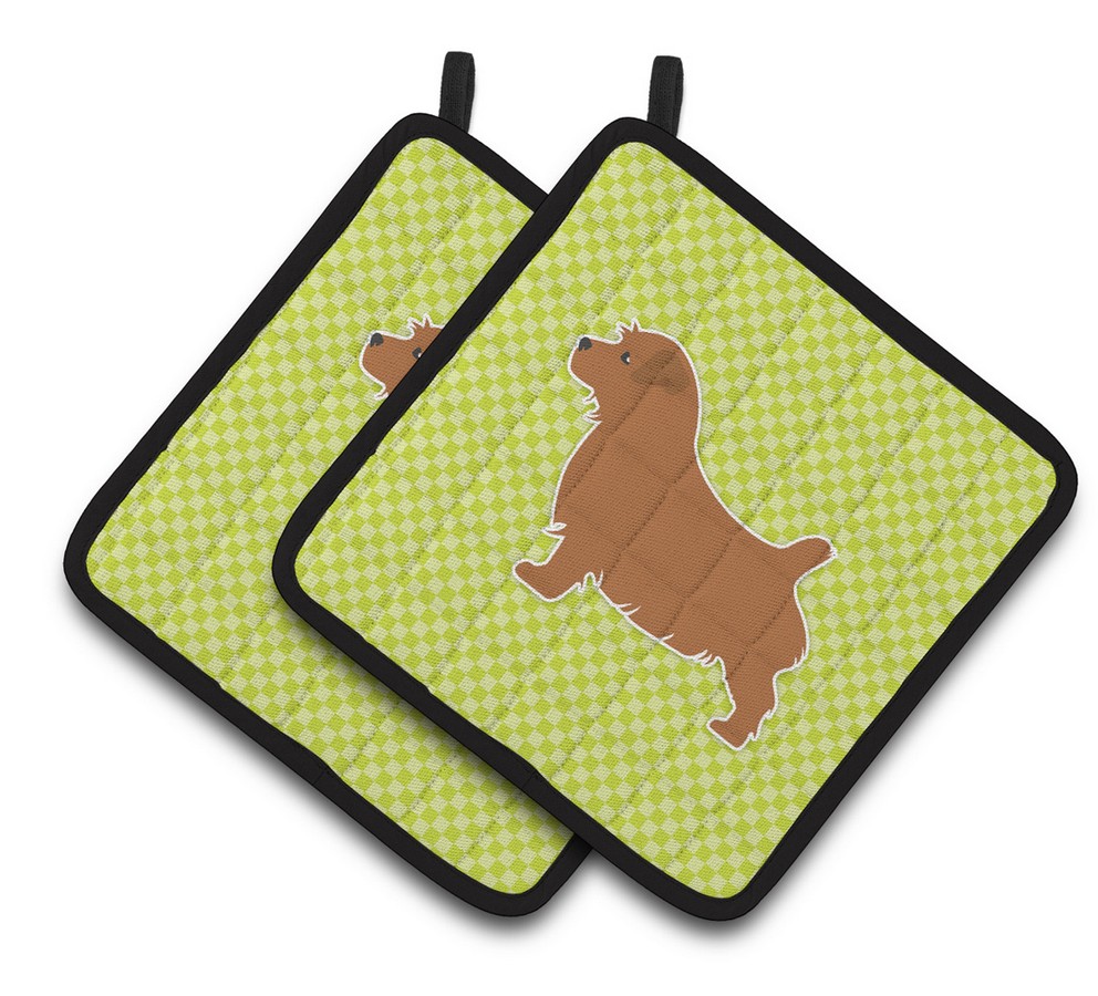 Picture of Carolines Treasures BB3809PTHD Norfolk Terrier Checkerboard Green Pair of Pot Holders