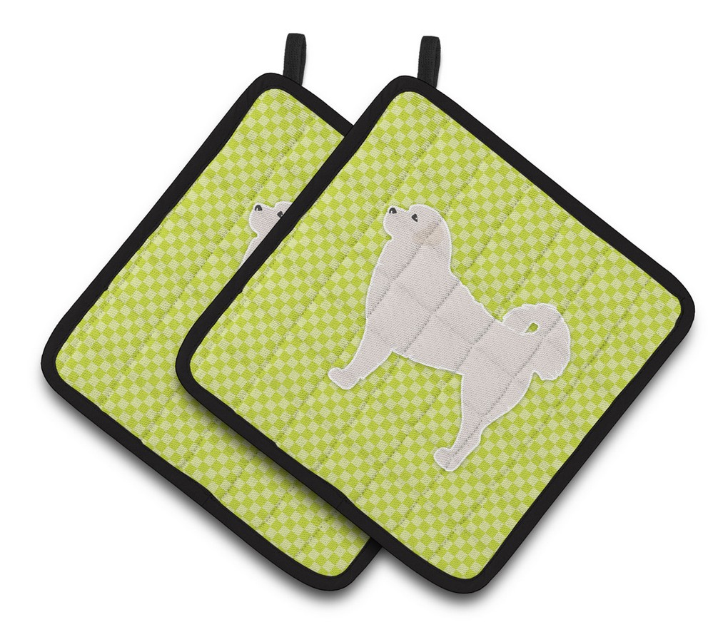 Picture of Carolines Treasures BB3827PTHD Polish Tatra Sheepdog Checkerboard Green Pair of Pot Holders