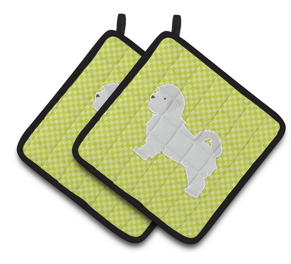 Picture of Carolines Treasures BB3836PTHD Maltese Checkerboard Green Pair of Pot Holders