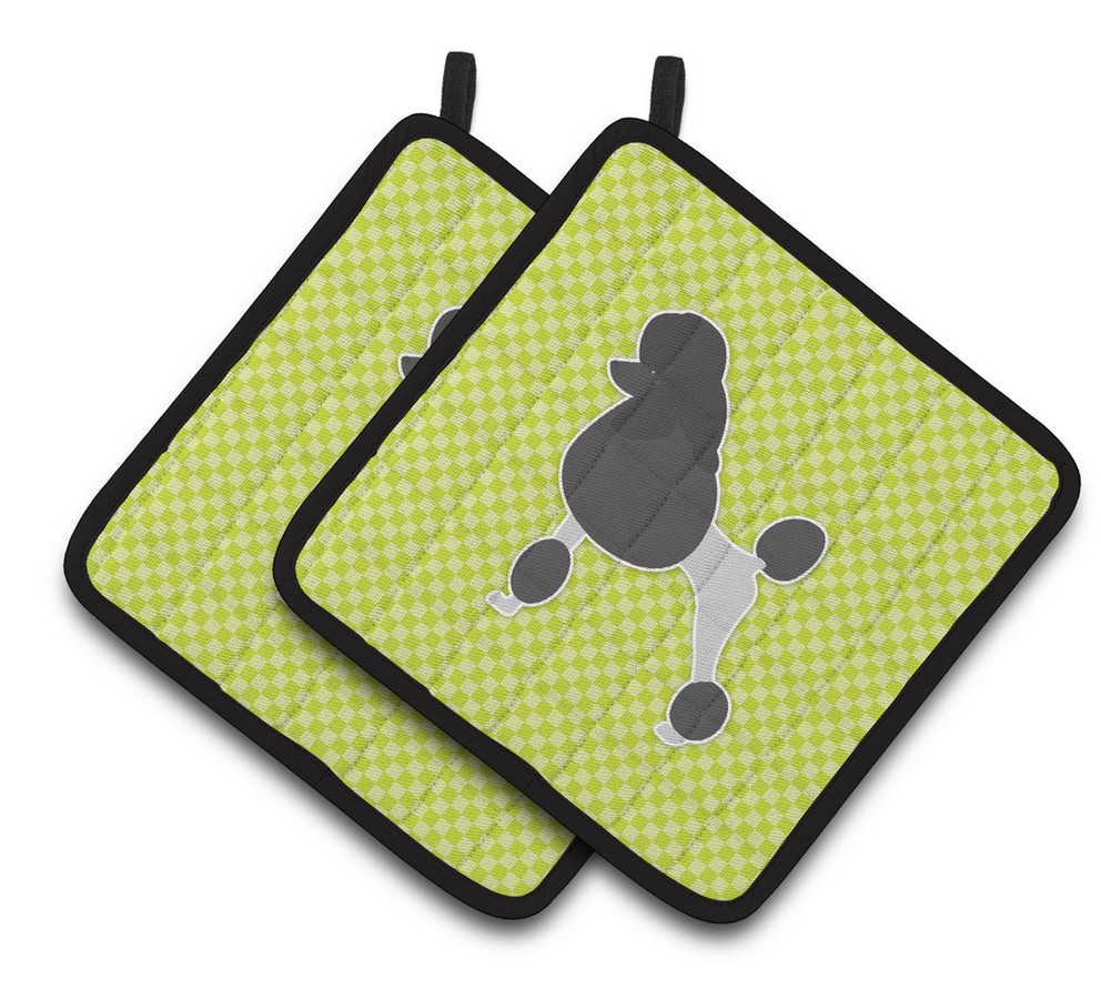 Picture of Carolines Treasures BB3839PTHD Poodle Checkerboard Green Pair of Pot Holders