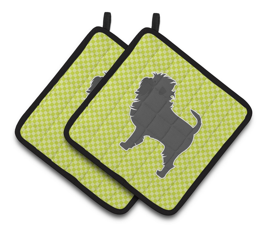 Picture of Carolines Treasures BB3848PTHD Affenpinscher Checkerboard Green Pair of Pot Holders
