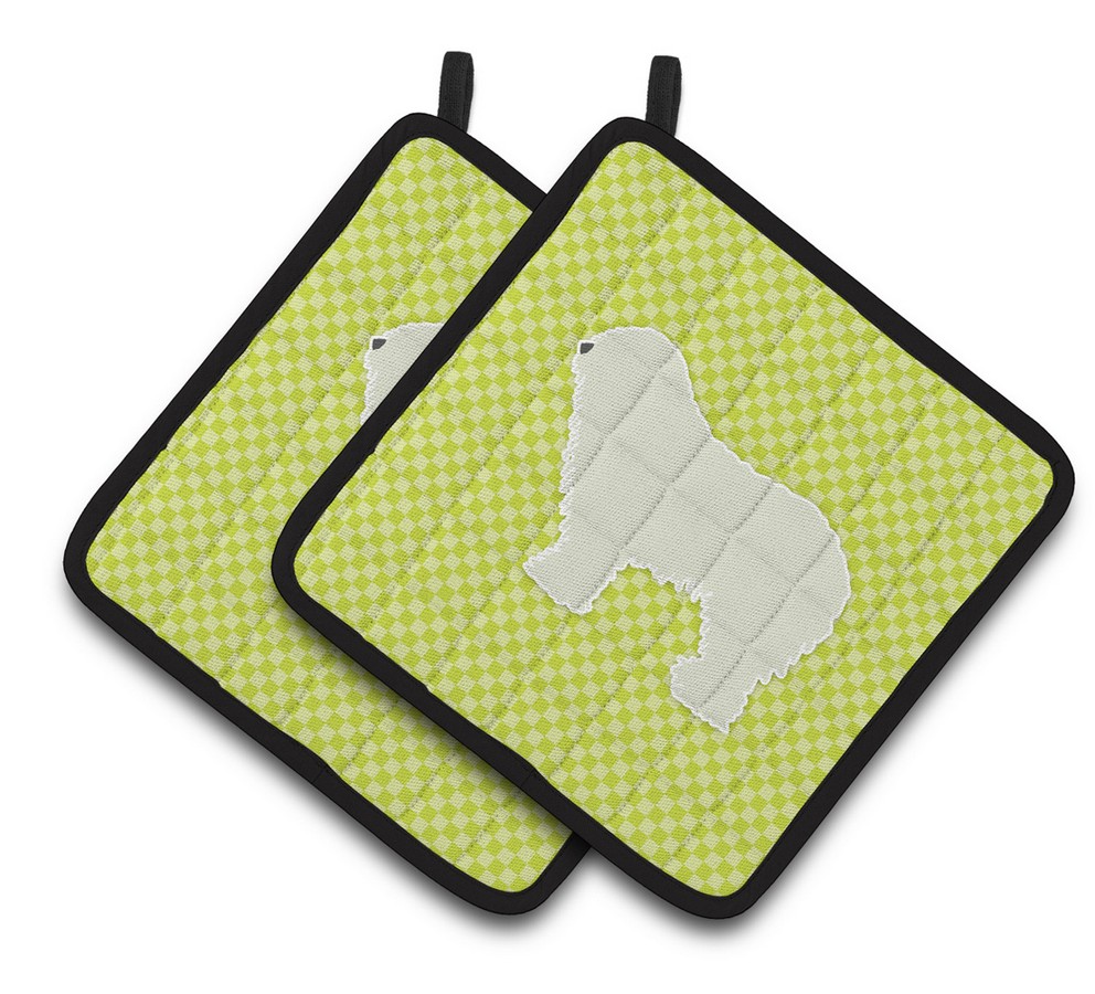 Picture of Carolines Treasures BB3855PTHD Komondor Checkerboard Green Pair of Pot Holders