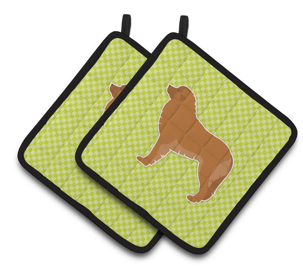Picture of Carolines Treasures BB3858PTHD Leonberger Checkerboard Green Pair of Pot Holders