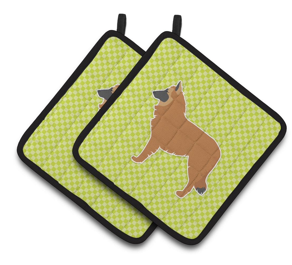 Picture of Carolines Treasures BB3861PTHD Belgian Shepherd Checkerboard Green Pair of Pot Holders