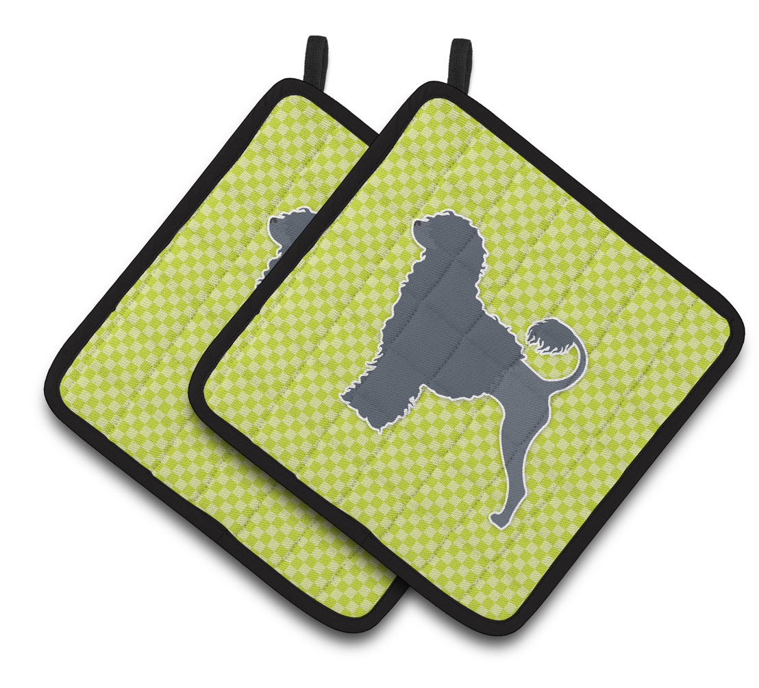 Picture of Carolines Treasures BB3868PTHD Portuguese Water Dog Checkerboard Green Pair of Pot Holders