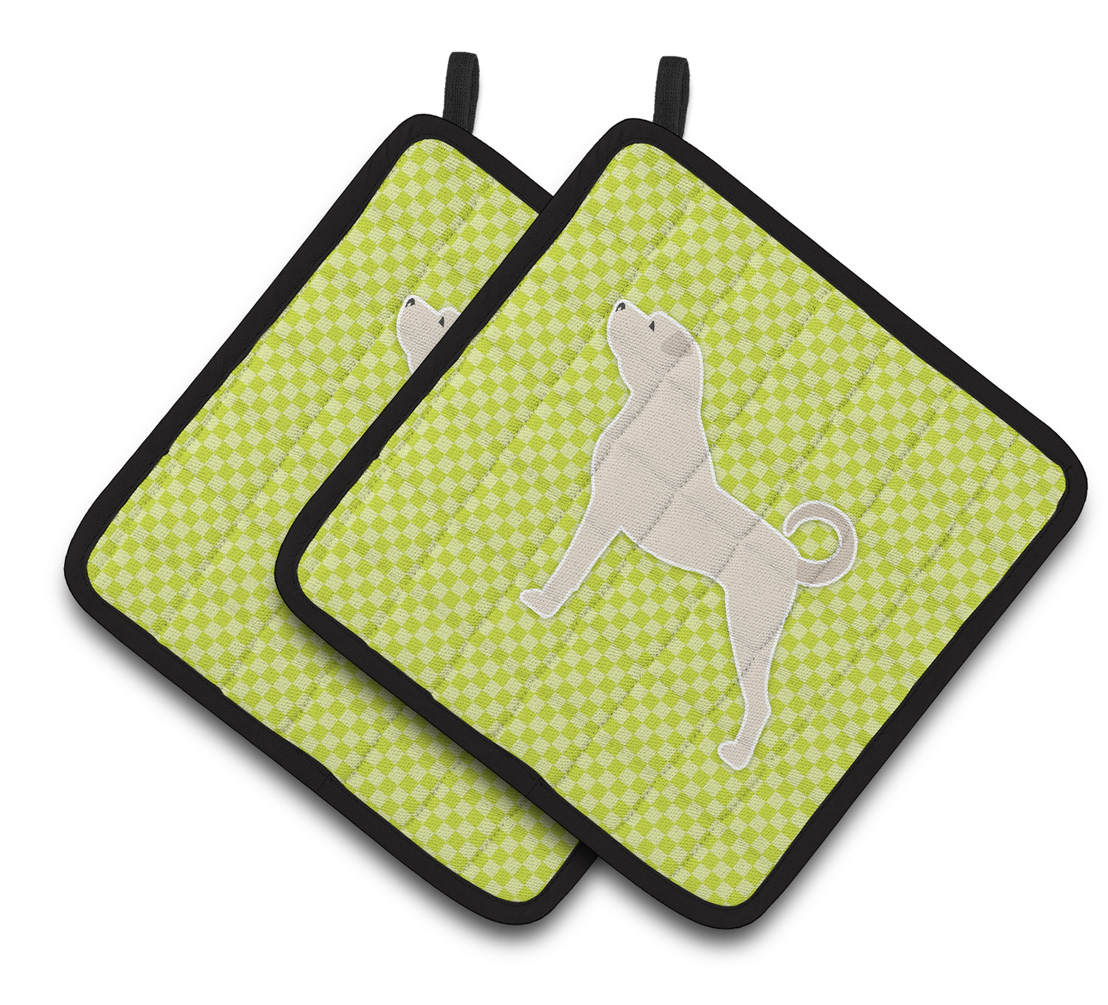 Picture of Carolines Treasures BB3877PTHD Anatolian Shepherd Checkerboard Green Pair of Pot Holders