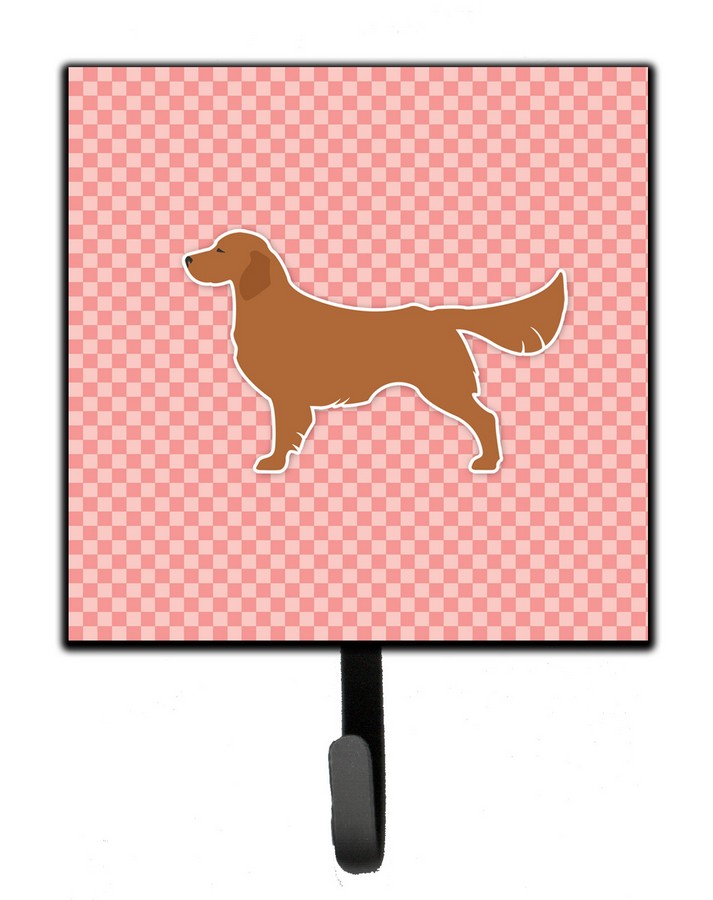 Golden Retriever Checkerboard Pink Leash or Key Holder