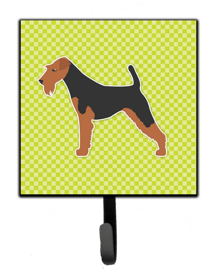 Welsh Terrier Checkerboard Green Leash or Key Holder