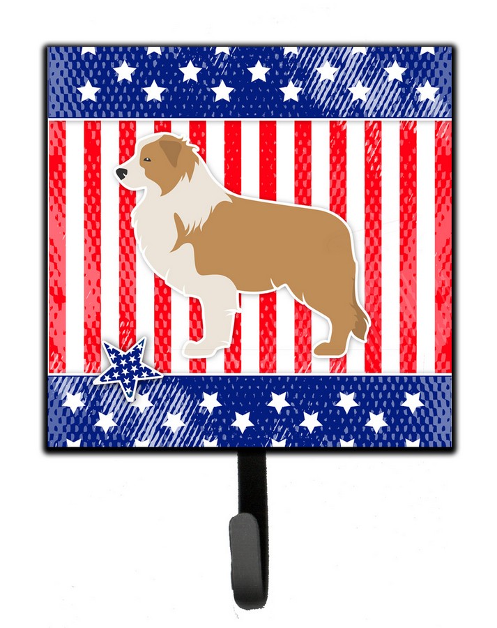 USA Patriotic Red Border Collie Leash or Key Holder