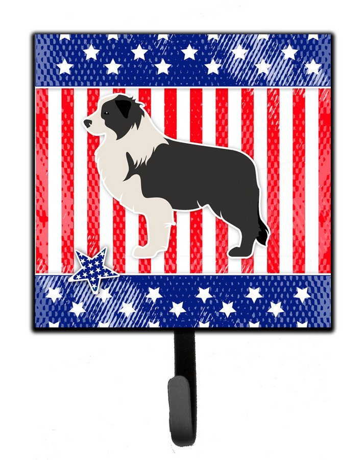 USA Patriotic Black Border Collie Leash or Key Holder