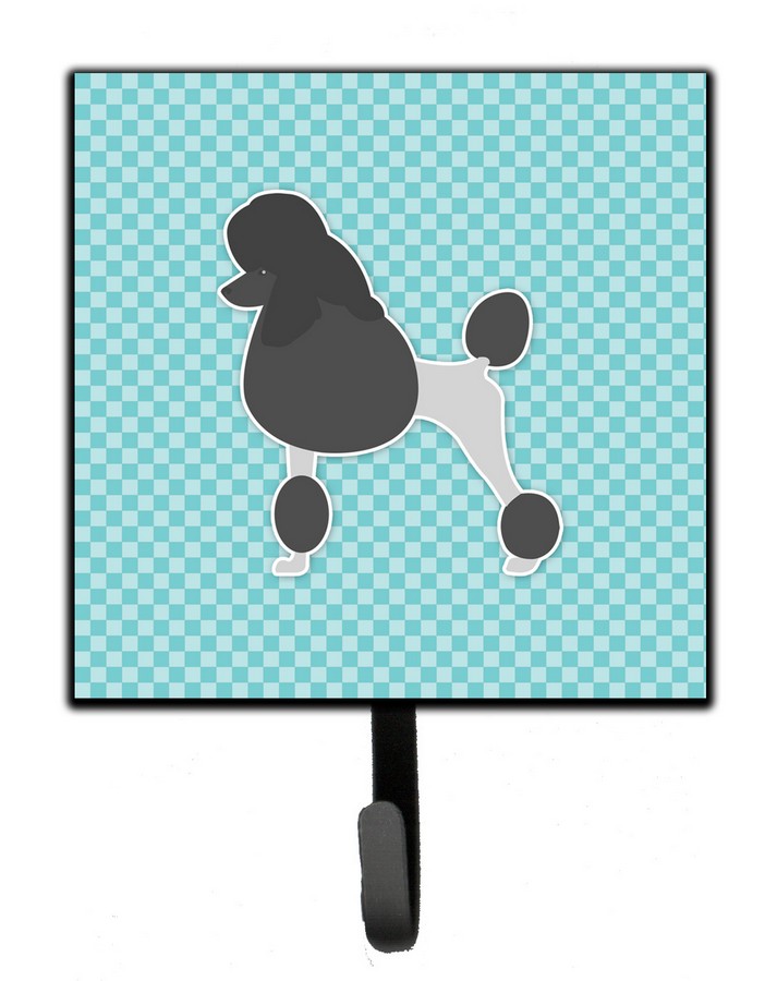 Poodle Checkerboard Blue Leash or Key Holder