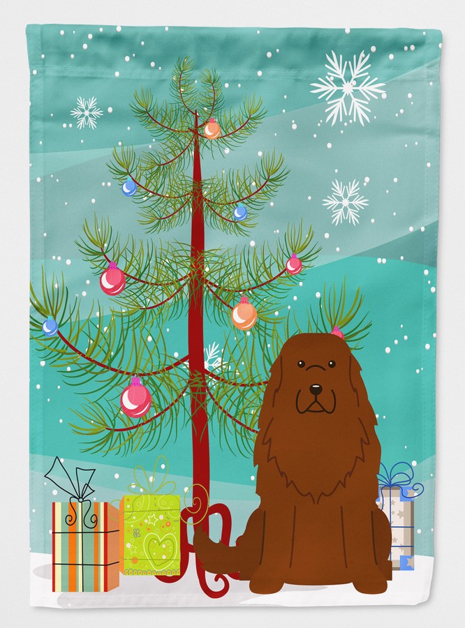 Merry Christmas Tree Caucasian Shepherd Dog Flag Canvas House Size