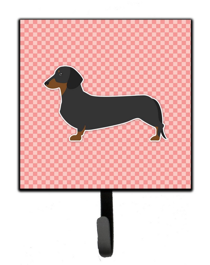 Dachshund Checkerboard Pink Leash or Key Holder