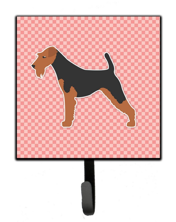 Welsh Terrier Checkerboard Pink Leash or Key Holder