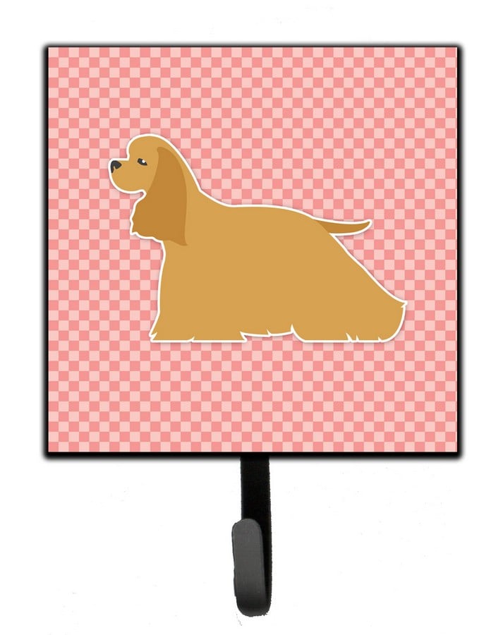 Cocker Spaniel Checkerboard Pink Leash or Key Holder