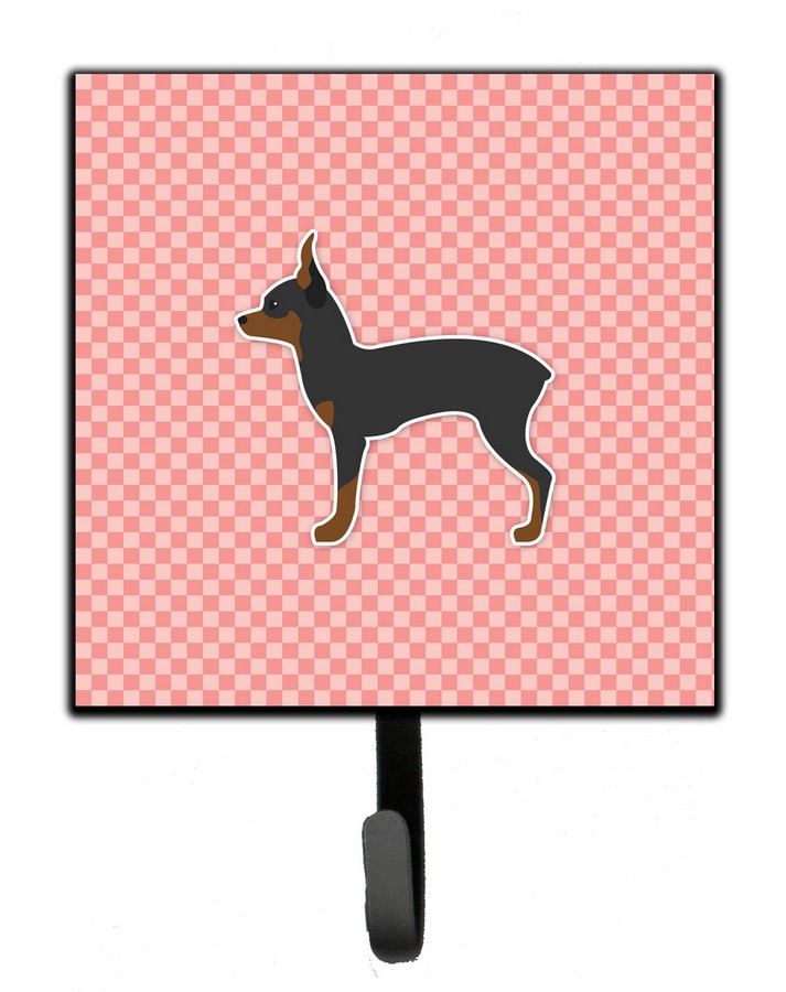 Toy Fox Terrier Checkerboard Pink Leash or Key Holder