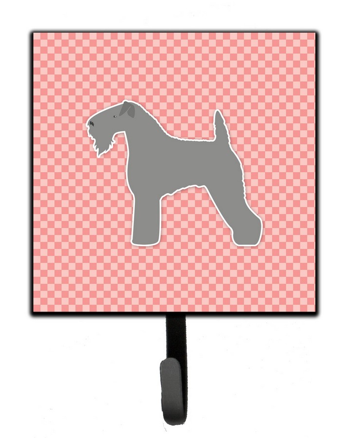 Kerry Blue Terrier Checkerboard Pink Leash or Key Holder