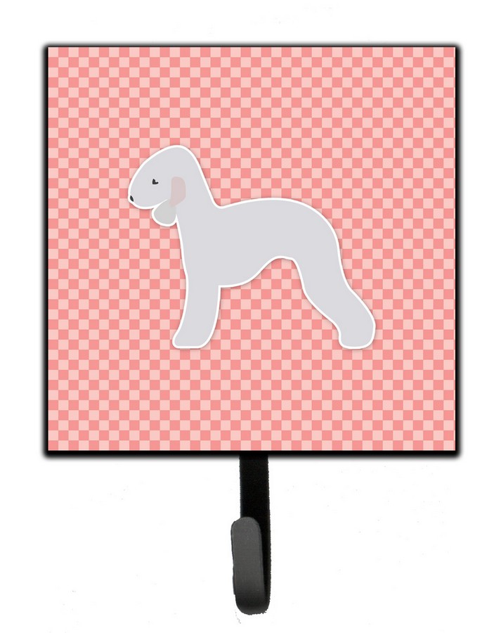 Bedlington Terrier Checkerboard Pink Leash or Key Holder