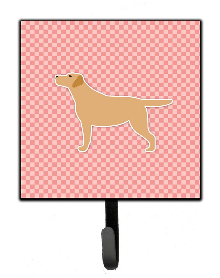 Yellow Labrador Retriever Checkerboard Pink Leash or Key Holder